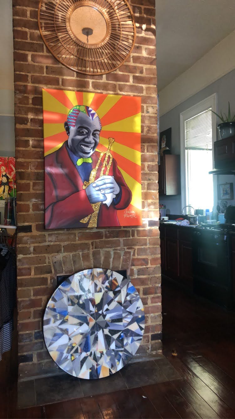 Louis Armstrong Embellished Canvas