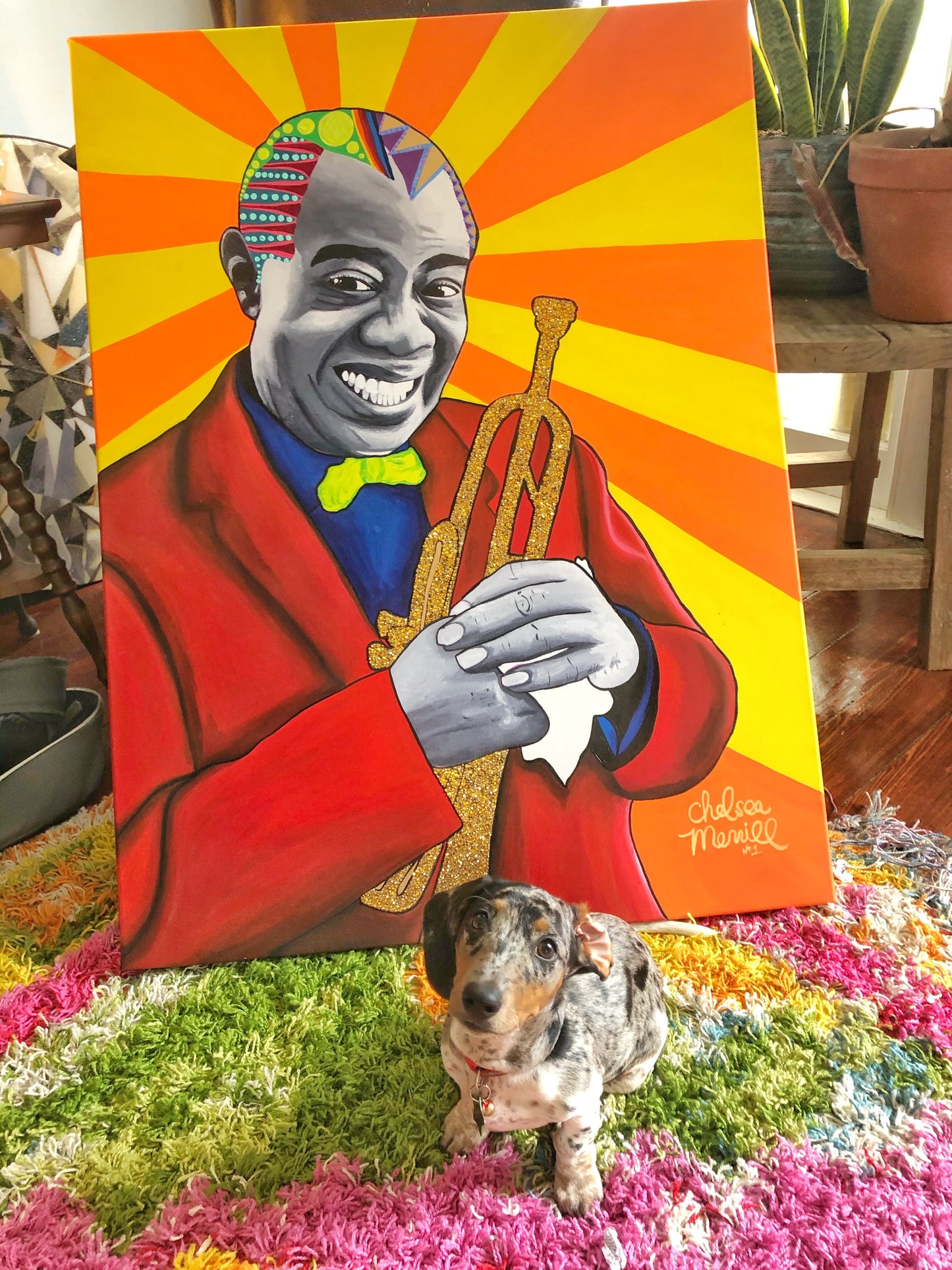 Louis Armstrong Embellished Canvas
